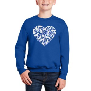 LA Pop Art Dog Heart - Boy's Word Art Crewneck Sweatshirt - 1 of 4