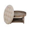 Sapphtopaz Round Ottoman 2 Tier Waterproof Foot Stool with Button Tufted and Shelf Storage Upholstered Coffee Table for Living Room, Bedroom - 3 of 4