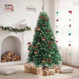 Artificial Christmas Tree with Tips and Lights Green Holiday Tree for Living Room Office Party Decoration, Premium Hinged Artificial Pine - 1 of 4