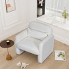 CAVINAS Upholstered Accent Chair with Arms and Pillow,Modern Teddy Fleece Arm Chairs for Bedroom,Reading Room,Gray/Beige/Pink - 4 of 4