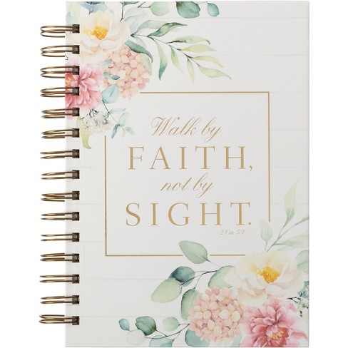 Christian Art Gifts Journal W/scripture For Women Walk By Faith 2  Corinthians 5:7 Bible Verse Floral 192 Ruled Pages, Large Hardcover  Notebook, Wire : Target