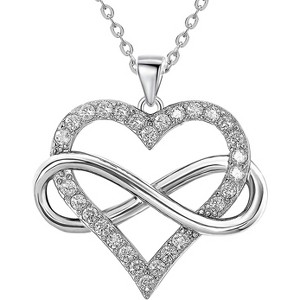 Infinity Heart Necklace for Women - HTUTWOO™ Love Heart Pendant with Cubic Zirconia and Infinity Necklace, 925 Sterling Silver Heart Necklace - 1 of 4