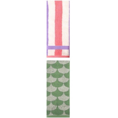 REGALWOVEN Geometric Cotton Soft Absorbent Decorative Hand Towel Set for Bathroom 13" x 29" 2 Pcs