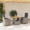 vidaXL Patio Dining Set with Cushions Outdoor Seating 2 Piece Gray Poly Rattan - 31.5" Table Length Without Footrest 2 Items - 2 of 4