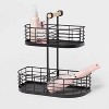 2 Tier Divided Wire Basket with Wood Handle Black - Brightroom™: Iron Storage & Organization, Decorative Rectangle - 3 of 3