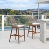 PURPLE LEAF Patio Sunbrella Bar Stools Set of 2 Handwoven Wicker Bar Height Stool Modern Aluminum Outdoor Wicker Barstools with Back and Cushion - 2 of 4