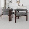 Okak Elegant Dining Chair Set of 2 Accent Chair with Teddy Cushion Dining Room Chair with Open 3 Legs for Living Room Bedroom, Gray - 2 of 4