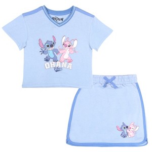 Disney Lilo and Stitch Girls V-Neck Top and Skort Casual Outfit Set - 1 of 4