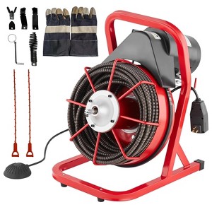 75Ft x 1/2 Inch Electric Drain Cleaner Machine, 400w Heavy Duty Drain Snake with 6 Cutters & Foot Switch for Sinks, Toilets, Showers - 1 of 4
