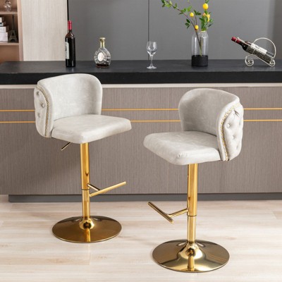 NicBex Swivel Bar Stools Set of 2,PU Counter Height Bar Stools with Back Tufted,Adjusatble Seat Height Bar Chairs for Dining Room,Kitchen,Cafe