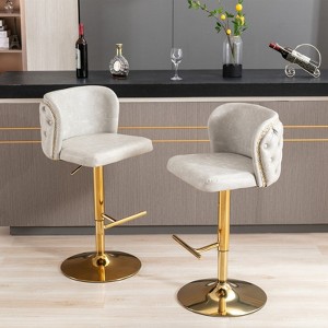 NicBex Swivel Bar Stools Set of 2,PU Counter Height Bar Stools with Back Tufted,Adjusatble Seat Height Bar Chairs for Dining Room,Kitchen,Cafe - 1 of 4