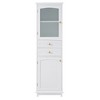 63" Tall Bathroom Storage Cabinet with Glass Doors, Free-Standing, Two Drawers, and Adjustable Shelves, MDF Board, Painted White - 3 of 4