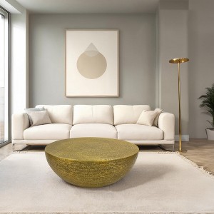 Royal Hampton Coffee Table | 36 Inch Round Bowl Base with Hand Etched Texture - 1 of 4