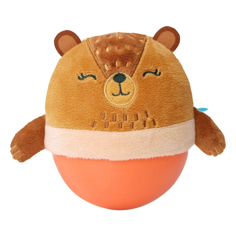 Manhattan Toy Wobbly Bobbly Bear Weighted, Soft Silicone Wobble Ball with Embroidered Plush Baby & Toddler Toy, 5 of 12