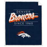 NFL Denver Broncos Legacy Script Sherpa Flannel Fleece Blanket