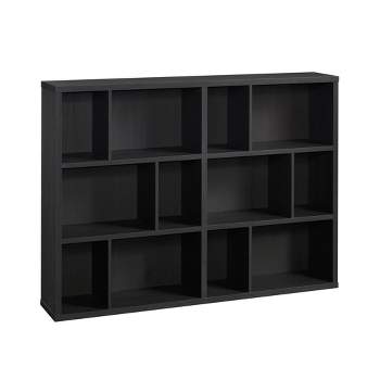 44.13"6 Cubbies Horizontal Style Bookcase Raven Oak - Sauder: Modern Display Storage, MDF Laminate Finish, Enclosed Back