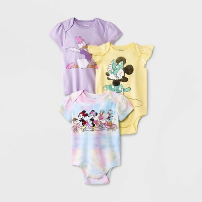 Baby Girls' 3pc Minnie Mouse Tie-Dye Bodysuit - 0-3M