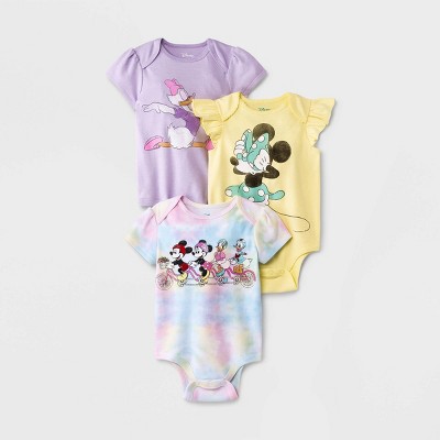 Image of Baby Girls' 3pc Minnie Mouse Tie-Dye Bodysuit - 3-6M