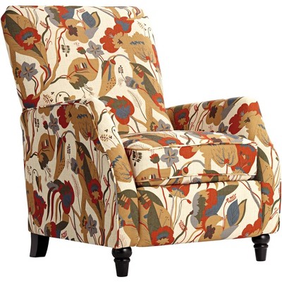 Elm Lane Katy Floral Ivory Push Back Recliner Chair