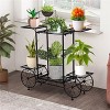 Artloge 6 Tier Garden Cart Flower Plant Stand Potted Holder Parisian Style Wrought Iron Display Shelf Rack Decorating Garden Home Patio Condo Porch - 2 of 4