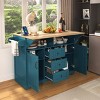 Rolling Kitchen Island On Wheels With Power Outlet And 3 Drawers,Kitchen Cart With 2 Drop Leaf,Spice And Towel Rack -Maison Boucle - 2 of 4