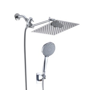 PAGED Rain Shower Head Wall Mounted Hand Held Shower Head with 5-Spray Patterns for Bathroom - 1 of 4