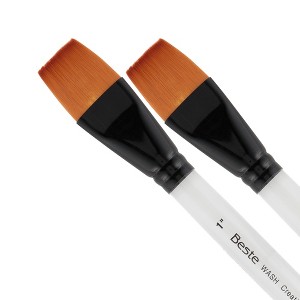 Creative Mark Beste Golden Taklon Gold Wash 1" - 2 Pack Artist Brush, Professional Watercolor Brushes, For Acrylic Painting, Short Handle, Sharp - 1 of 4
