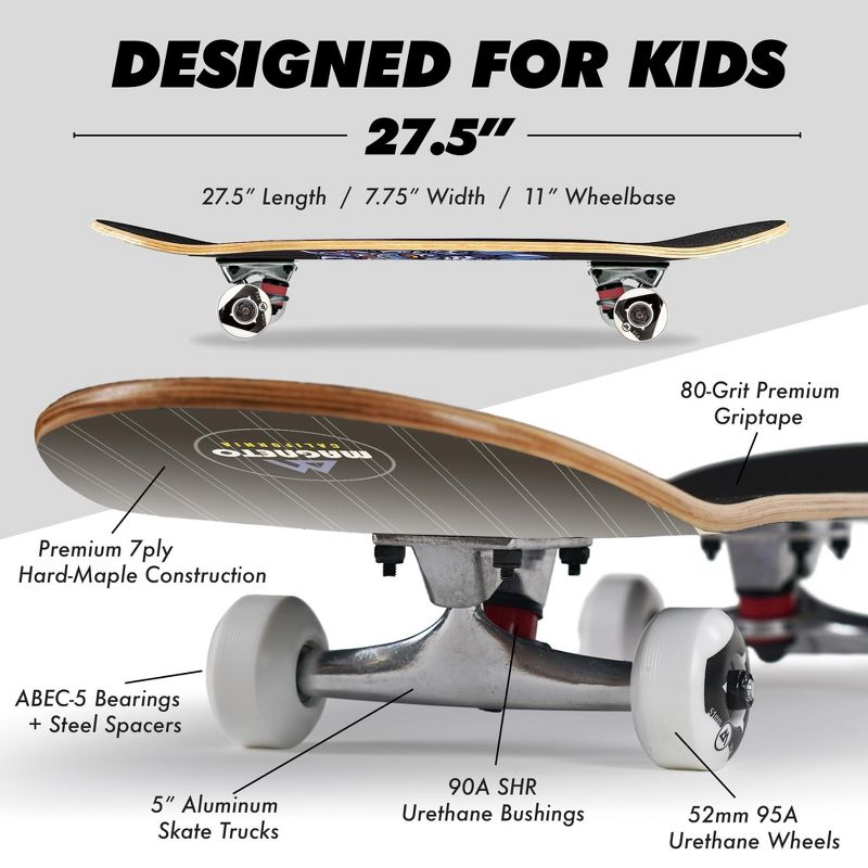 Magneto Skateboard | Maple Wood | ABEC 5 Bearings | Double Kick Concave Deck | For Beginners, Teens & Adults (Purple Cat), 4 of 9