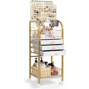 Large Jewelry Organizer Stand with 3 Box Drawer,Armoire Holder with Display - 1 of 4