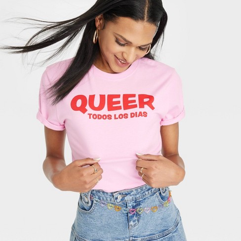 Pride Adult Queer Todos Los Dias Short Sleeve T-Shirt - Pink - image 1 of 4