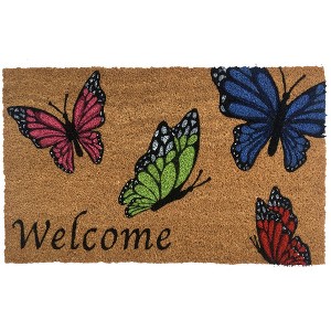 Briarwood Lane Welcome Butterflies Spring Coir Doormat Natural Fi - 1 of 2
