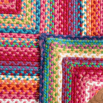 Handwoven Multicolor Braided Oval Synthetic Area Rug, 3' x 5'