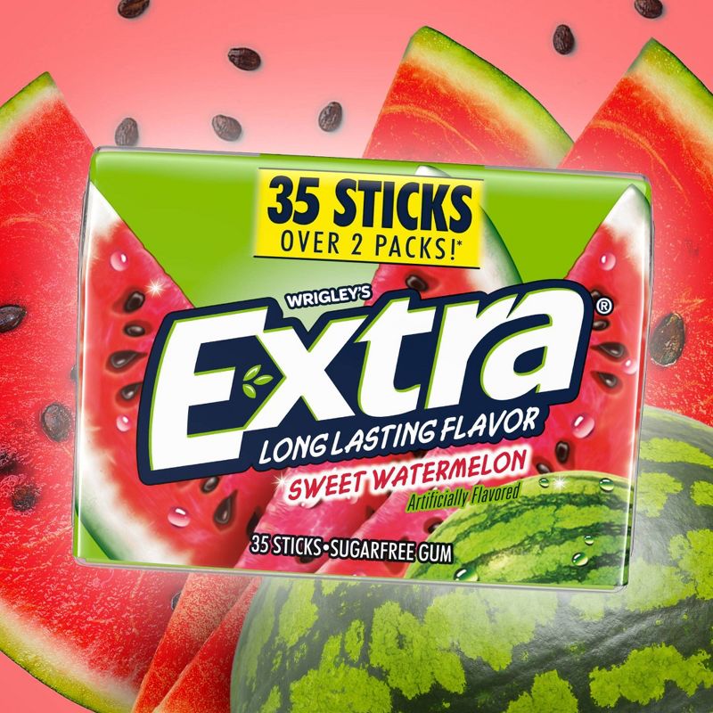 Extra Sweet Watermelon Sugar Free Chewing Gum Pack - 35ct, 4 of 10