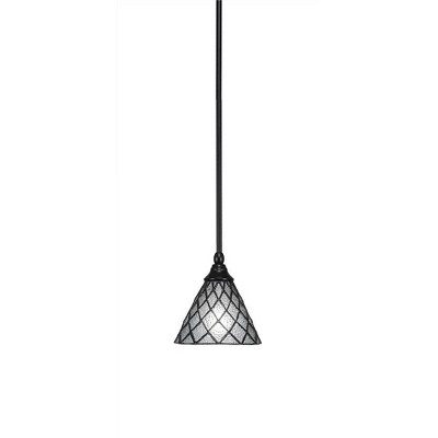 Toltec Lighting Any 1 - Light Pendant in  Matte Black with 7" Diamond Ice Art Glass Shade