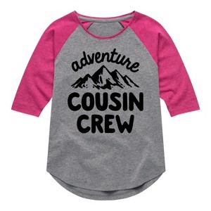 Girls' - Instant Message - Adventure Cousin Crew Shirt Tail Raglan Graphic T-shirt - 1 of 4