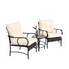 3 Piece Outdoor Wicker Garden Patio Furniture Sets,2 Metal Rattan Arm Chair and Coffee Table Set,Patio Conversation Set with Cushions-Coolbibila - 2 of 4