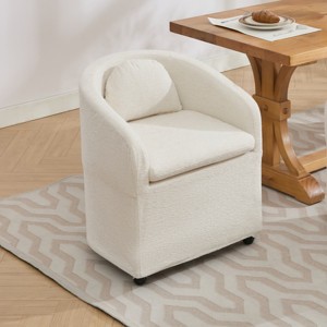 Modern Dining Chair 1pk ,Chenille Dining Chair With Universal Wheels for Dining Room Or Living Room-Tanpinhause - 1 of 4