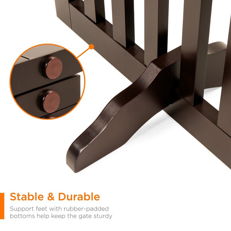 Best Choice Products 31.5in 3-Panel Freestanding Wooden Pet Gate w/ Walk Through Door, Adjustable Pen, 2 of 7