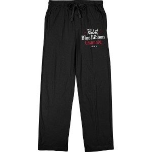 Pabst Blue Ribbon 1844 Text Logo Men's Black Sleep Pajama Pants - 1 of 3