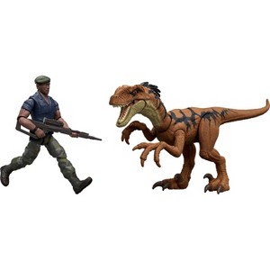 Jurassic World Rebirth Duncan Kincaid & Velociraptor Figures Pack, 3.75-inch Scale - 1 of 4