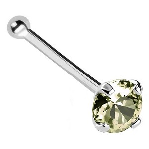 Jewelry Avalanche 22G 14K Gold Ball-end Nose Stud with Peridot Gemstone - 1 of 2