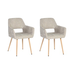 FurnitureR Dining Chairs Set of 2, Vanity Chair Comfy, Fabric Accent Leisure Chair Armchair for Home Kitchen Dining Room Living Room Bedroom, Beige - 1 of 4