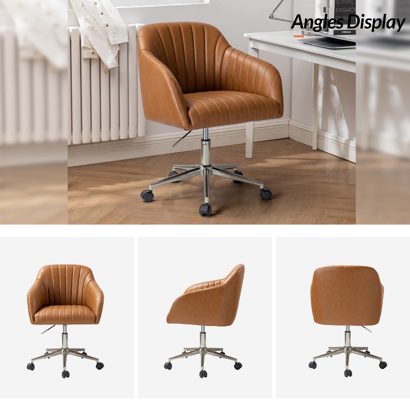 Luca Vegan Leather Height-adjustable Ergonomic Office Chair with Elegant Channel Design Task Chair| ARTFUL LIVING DESIGN, 3 of 11