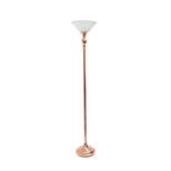 1 Light Torchiere Floor Lamp with Marbleized Glass Shade Rose Gold - Elegant Designs