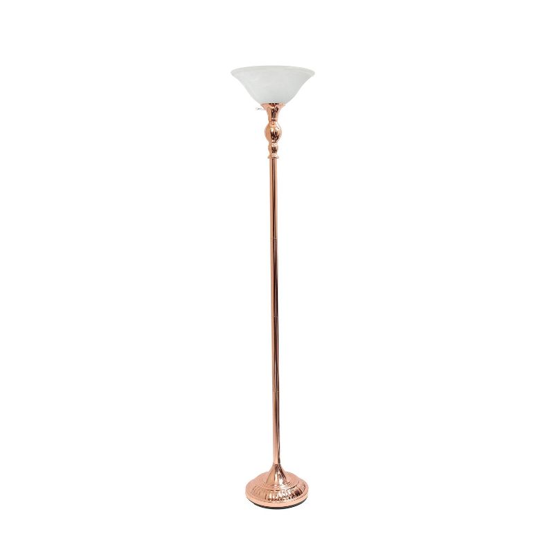 1-Light Torchiere Floor Lamp with Marbleized Glass Shade - Elegant Designs, 1 of 12