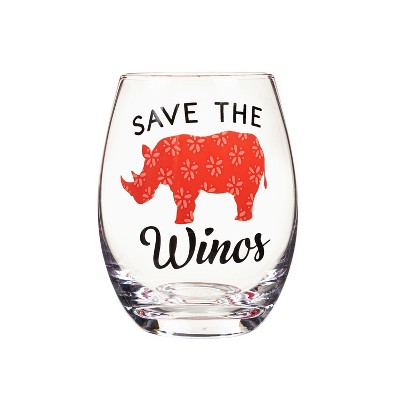 Evergreen 17 OZ Stemless Wine Glass w/Box, Save The Winos