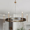LNC Froebon 6-Light 33.3" Modern Wagon Wheel Candle Oversized Chandelier, Matte Black and Gold - 2 of 4