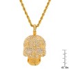 Steeltime 30" 18k gold plated stainless steel and simulated diamonds skull pendant - 3 of 4