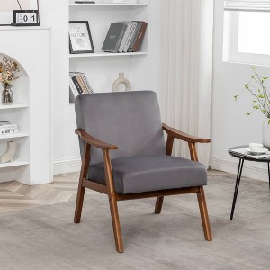 CAVINAS Microfiber Accent Chair with Mid-Height Backrest,Mid-Century Upholstered Living Room Chairs,Reading Chairs for Living Room - 1 of 4