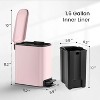 LunaLulinlk Pink 1.6 Gallon Small Bathroom Trash Can, Stainless Steel Trash Can with Lid - 2 of 4